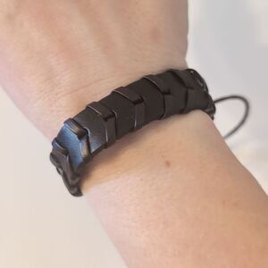 762 Wide Brown Leather Adjustable Slider‎ Bracelet